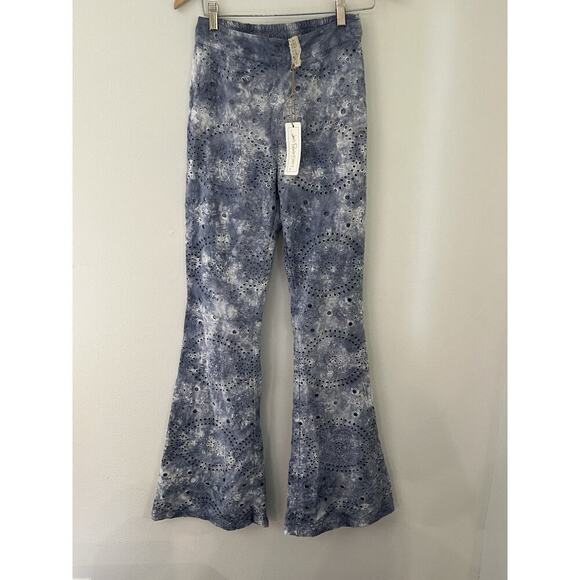 Jen's Pirate Booty Pants - Jen’s Pirate Booty Gatsby Kesey Trousers Tie Dye Blue Eyelet Lace wide leg pants